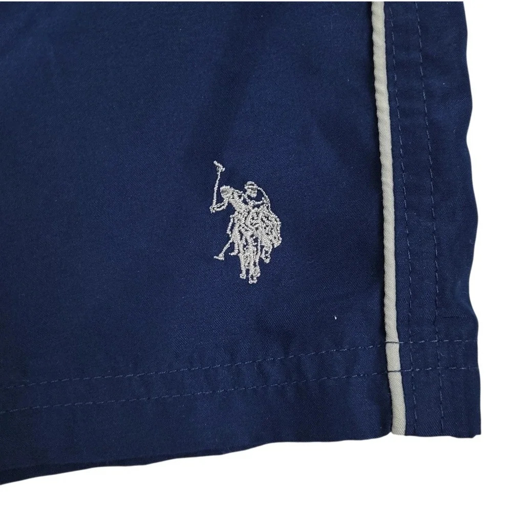 U.S. Polo Assn Mens Swim Trunks Medium Preppy Shorts Mesh Lined Navy Gray